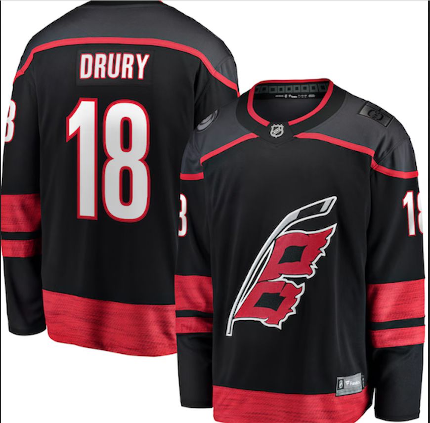 Men Carolina Hurricanes #18 Drury black 2024 NHL Adidas jersey->->